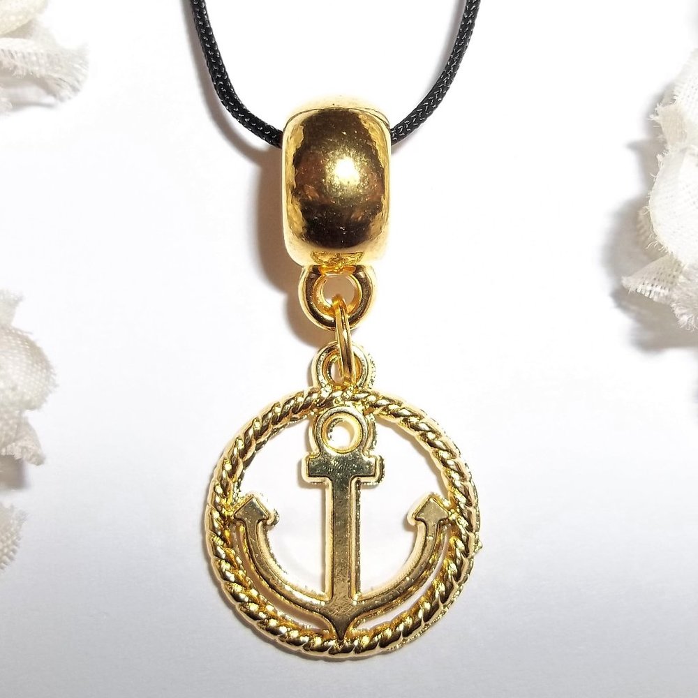 Gold Anchor Necklace Nautical Beach Theme Fashion Jewelry Adjustable Length C567